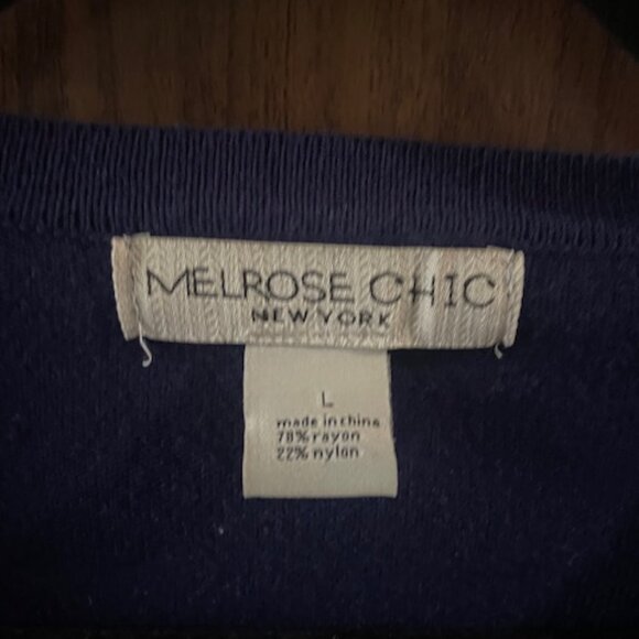 Melrose Chic Navy Sequin Button-Up Cardigan | Size L - Picture 2 of 3